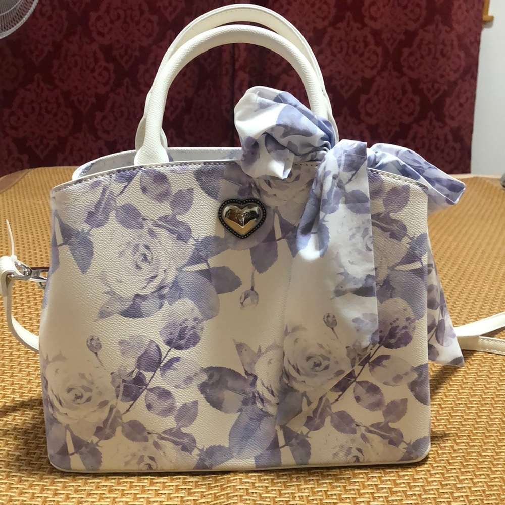 Betsey Johnson Blue Flower XOGIGI Satchel / Crossbody with Scarf